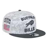 Buffalo Bills White Camo and Graphite 2024 NFL Salute to Service New Era 9FIFTY Snapback Hat