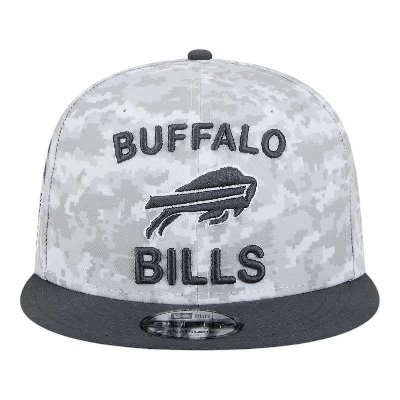 Buffalo Bills White Camo and Graphite 2024 NFL Salute to Service New Era 9FIFTY Snapback Hat