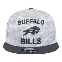 Buffalo Bills White Camo and Graphite 2024 NFL Salute to Service New Era 9FIFTY Snapback Hat
