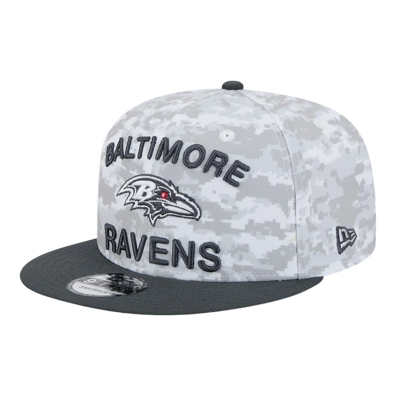 Baltimore Ravens White Camo and Graphite 2024 NFL Salute to Service New Era 9FIFTY Snapback Hat