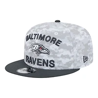 Baltimore Ravens White Camo and Graphite 2024 NFL Salute to Service New Era 9FIFTY Snapback Hat