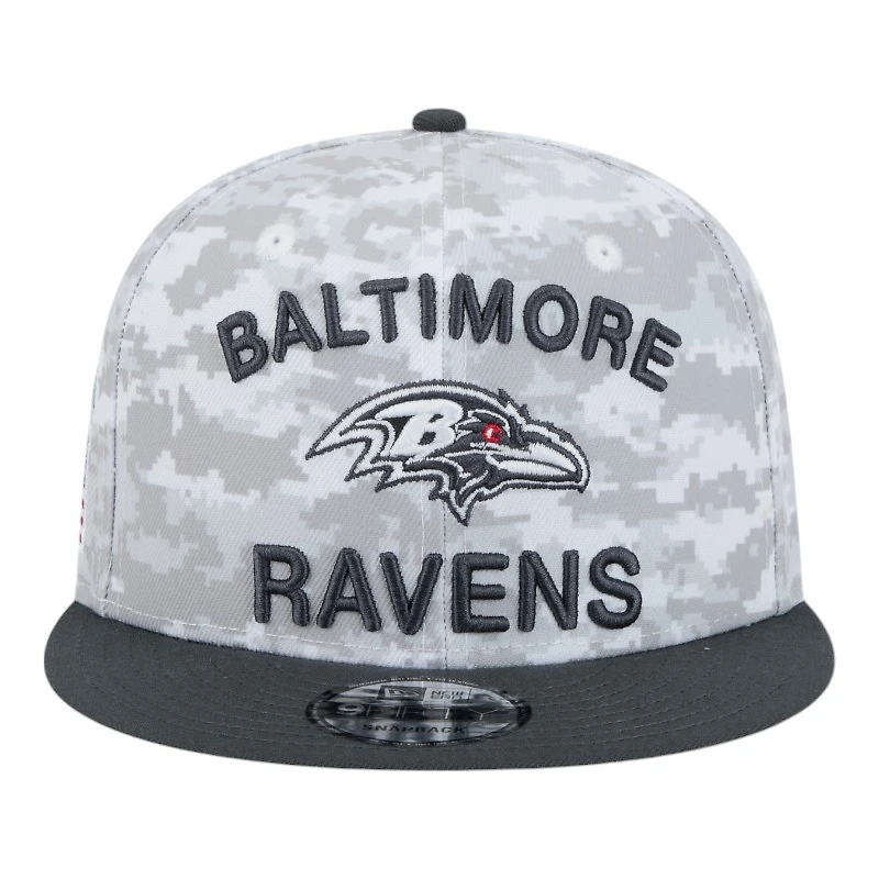 Baltimore Ravens White Camo and Graphite 2024 NFL Salute to Service New Era 9FIFTY Snapback Hat