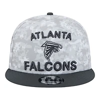 Atlanta Falcons White Camo and Graphite 2024 NFL Salute to Service New Era 9FIFTY Snapback Hat