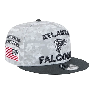 Atlanta Falcons White Camo and Graphite 2024 NFL Salute to Service New Era 9FIFTY Snapback Hat