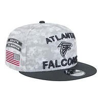 Atlanta Falcons White Camo and Graphite 2024 NFL Salute to Service New Era 9FIFTY Snapback Hat