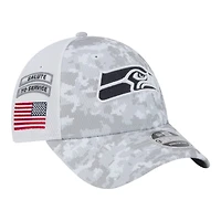 Seattle Seahawks White Camo 2024 NFL Salute to Service New Era 9FORTY Stretch Snap Hat