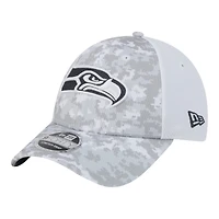 Seattle Seahawks White Camo 2024 NFL Salute to Service New Era 9FORTY Stretch Snap Hat