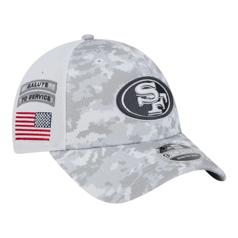 San Francisco 49ers White Camo 2024 NFL Salute to Service New Era 9FORTY Stretch Snap Hat