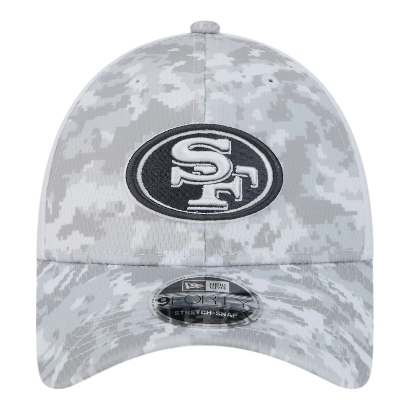 San Francisco 49ers White Camo 2024 NFL Salute to Service New Era 9FORTY Stretch Snap Hat