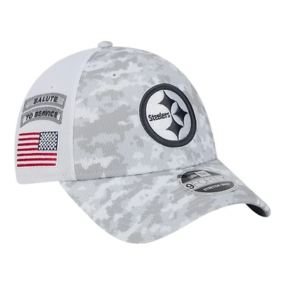 Pittsburgh Steelers White Camo 2024 NFL Salute to Service New Era 9FORTY Stretch Snap Hat