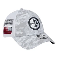Pittsburgh Steelers White Camo 2024 NFL Salute to Service New Era 9FORTY Stretch Snap Hat
