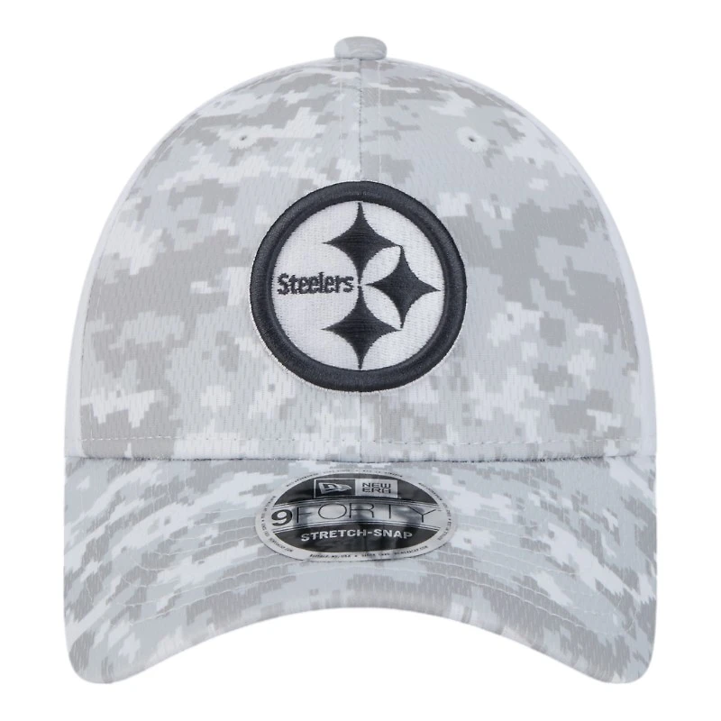 Pittsburgh Steelers White Camo 2024 NFL Salute to Service New Era 9FORTY Stretch Snap Hat