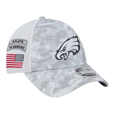 Philadelphia Eagles White Camo 2024 NFL Salute to Service New Era 9FORTY Stretch Snap Hat