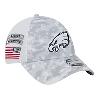 Philadelphia Eagles White Camo 2024 NFL Salute to Service New Era 9FORTY Stretch Snap Hat
