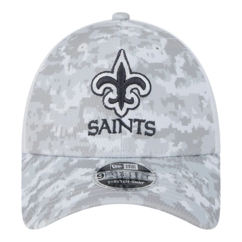 New Orleans Saints White Camo 2024 NFL Salute to Service New Era 9FORTY Stretch Snap Hat