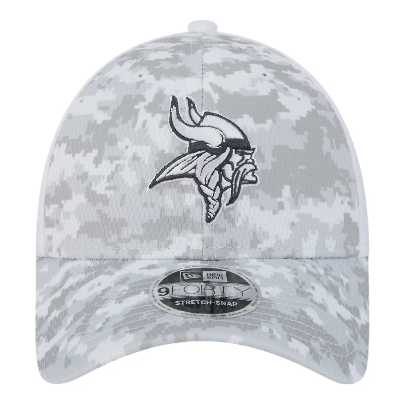 Minnesota Vikings White Camo 2024 NFL Salute to Service New Era 9FORTY Stretch Snap Hat