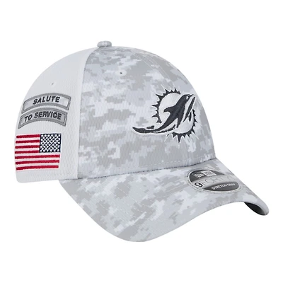 Miami Dolphins White Camo 2024 NFL Salute to Service New Era 9FORTY Stretch Snap Hat