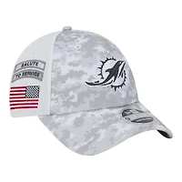 Miami Dolphins White Camo 2024 NFL Salute to Service New Era 9FORTY Stretch Snap Hat