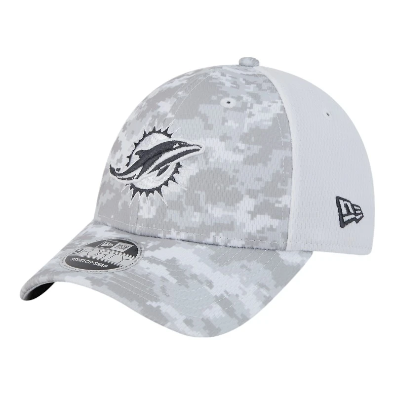 Miami Dolphins White Camo 2024 NFL Salute to Service New Era 9FORTY Stretch Snap Hat