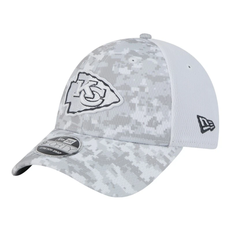 Kansas City Chiefs White Camo 2024 NFL Salute to Service New Era 9FORTY Stretch Snap Hat