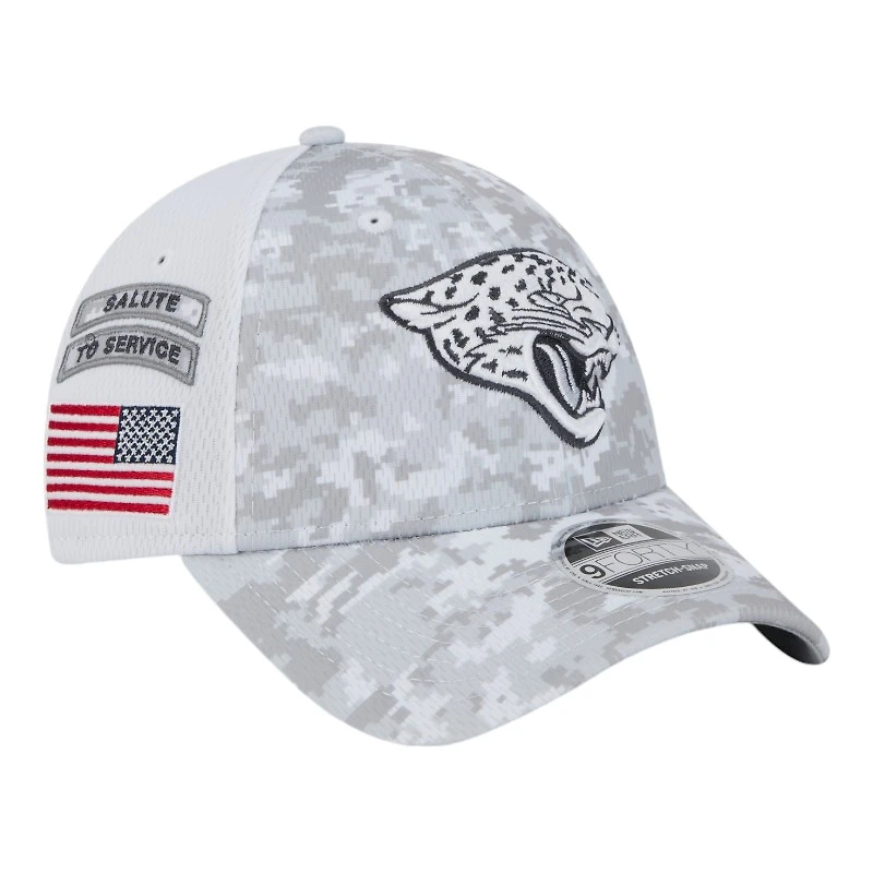 Jacksonville Jaguars White Camo 2024 NFL Salute to Service New Era 9FORTY Stretch Snap Hat