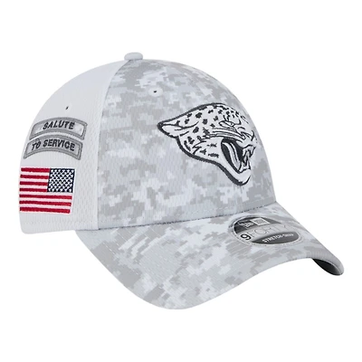 Jacksonville Jaguars White Camo 2024 NFL Salute to Service New Era 9FORTY Stretch Snap Hat