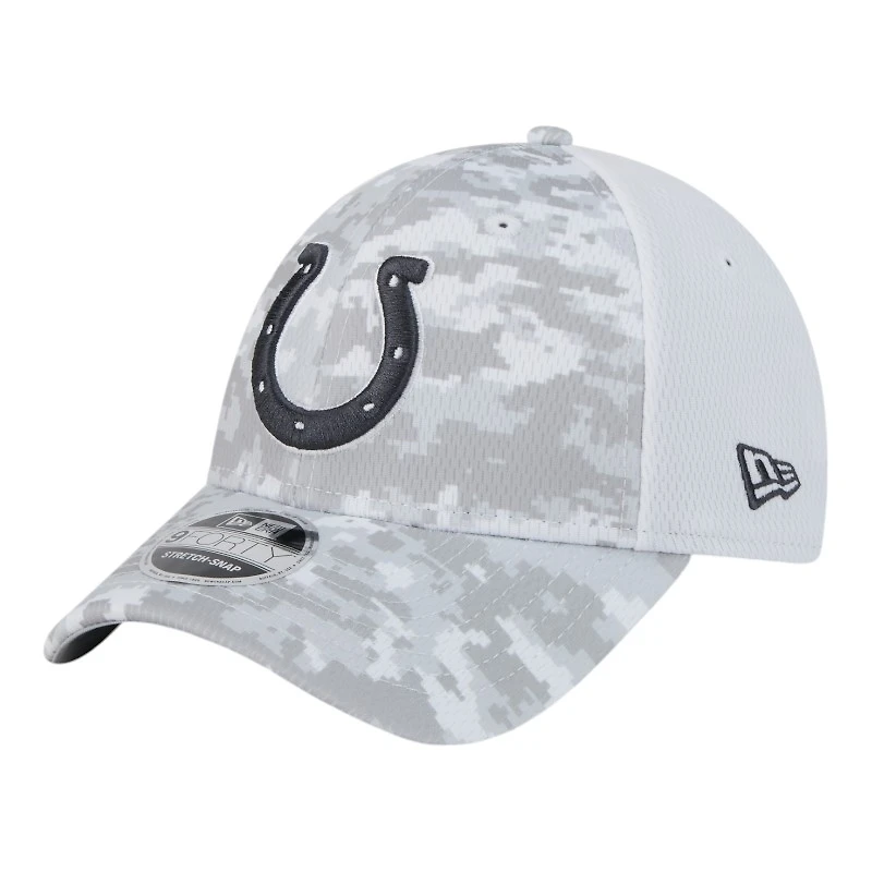 Indianapolis Colts White Camo 2024 NFL Salute to Service New Era 9FORTY Stretch Snap Hat