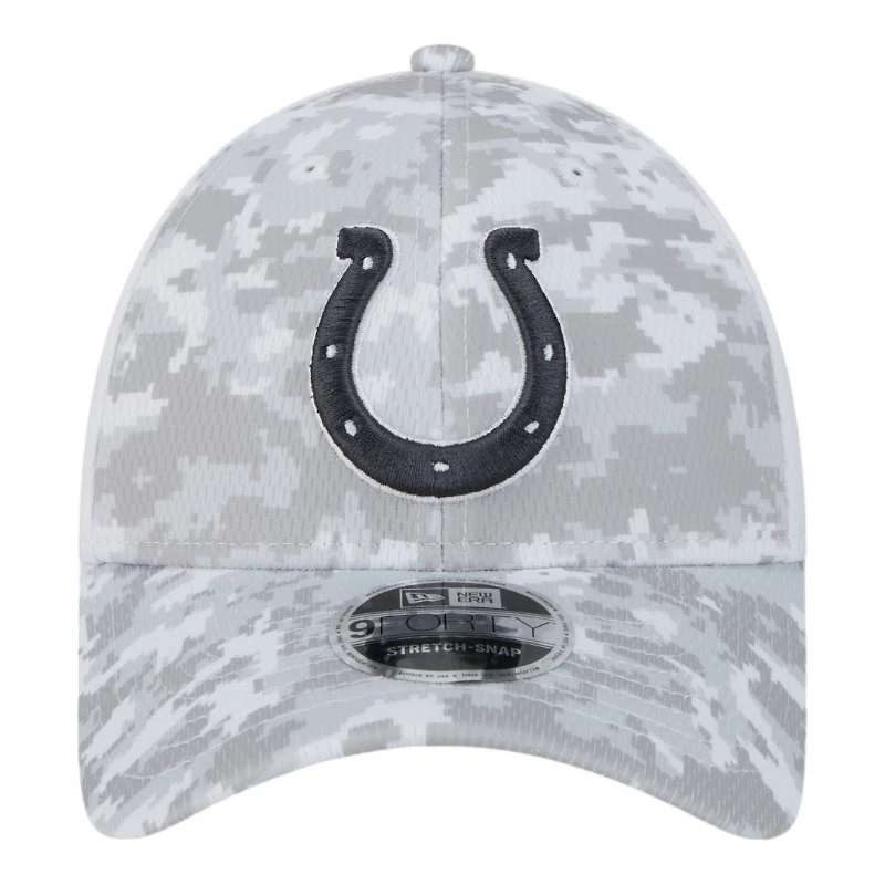 Indianapolis Colts White Camo 2024 NFL Salute to Service New Era 9FORTY Stretch Snap Hat