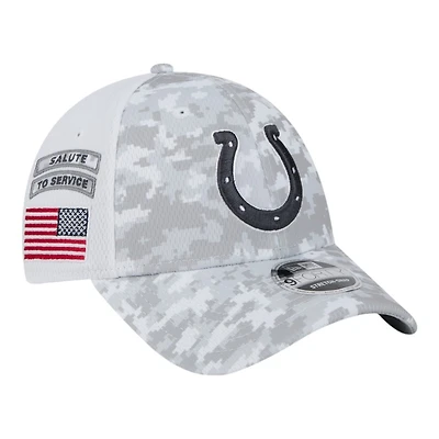 Indianapolis Colts White Camo 2024 NFL Salute to Service New Era 9FORTY Stretch Snap Hat