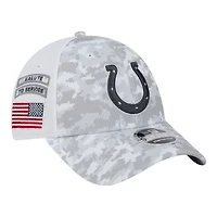 Indianapolis Colts White Camo 2024 NFL Salute to Service New Era 9FORTY Stretch Snap Hat