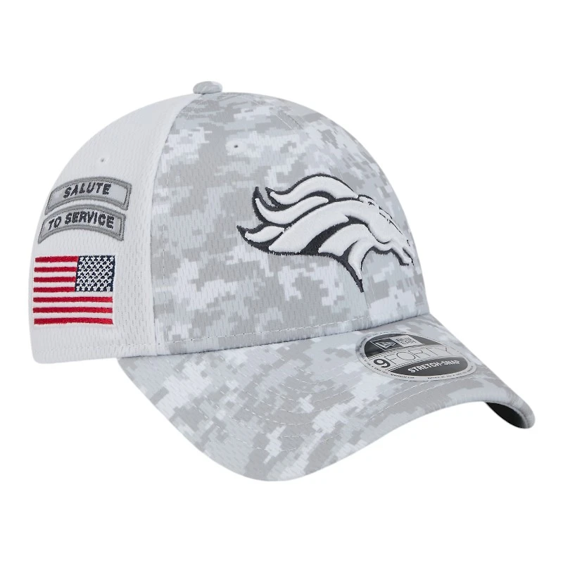 Denver Broncos White Camo 2024 NFL Salute to Service New Era 9FORTY Stretch Snap Hat