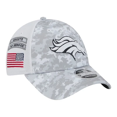 Denver Broncos White Camo 2024 NFL Salute to Service New Era 9FORTY Stretch Snap Hat