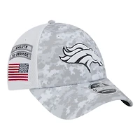 Denver Broncos White Camo 2024 NFL Salute to Service New Era 9FORTY Stretch Snap Hat