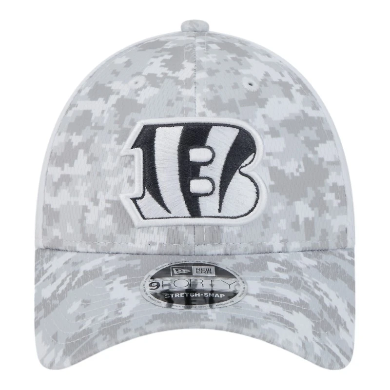 Cincinnati Bengals White Camo 2024 NFL Salute to Service New Era 9FORTY Stretch Snap Hat