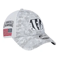 Cincinnati Bengals White Camo 2024 NFL Salute to Service New Era 9FORTY Stretch Snap Hat