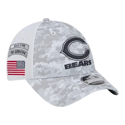 Chicago Bears White Camo 2024 NFL Salute to Service New Era 9FORTY Stretch Snap Hat