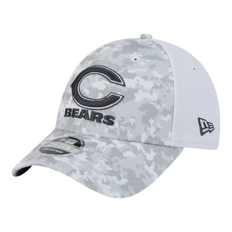 Chicago Bears White Camo 2024 NFL Salute to Service New Era 9FORTY Stretch Snap Hat