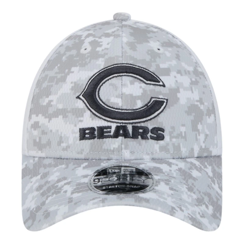 Chicago Bears White Camo 2024 NFL Salute to Service New Era 9FORTY Stretch Snap Hat