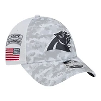 Carolina Panthers White Camo 2024 NFL Salute to Service New Era 9FORTY Stretch Snap Hat