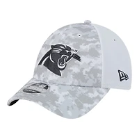 Carolina Panthers White Camo 2024 NFL Salute to Service New Era 9FORTY Stretch Snap Hat