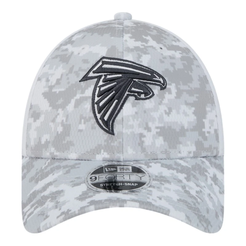 Atlanta Falcons White Camo 2024 NFL Salute to Service New Era 9FORTY Stretch Snap Hat