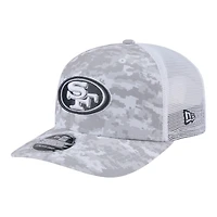 San Francisco 49ers White Digital Camo 2024 NFL Salute to Service New Era 9SEVENTY Trucker Snapback Hat