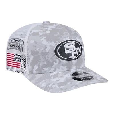 San Francisco 49ers White Digital Camo 2024 NFL Salute to Service New Era 9SEVENTY Trucker Snapback Hat