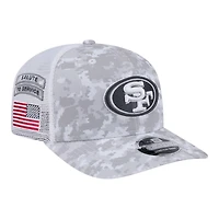 San Francisco 49ers White Digital Camo 2024 NFL Salute to Service New Era 9SEVENTY Trucker Snapback Hat