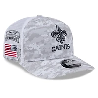 New Orleans Saints White Digital Camo 2024 NFL Salute to Service New Era 9SEVENTY Trucker Snapback Hat