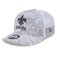 New Orleans Saints White Digital Camo 2024 NFL Salute to Service New Era 9SEVENTY Trucker Snapback Hat