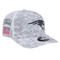New England Patriots White Digital Camo 2024 NFL Salute to Service New Era 9SEVENTY Trucker Snapback Hat