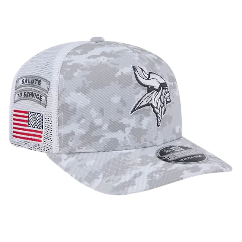Minnesota Vikings White Digital Camo 2024 NFL Salute to Service New Era 9SEVENTY Trucker Snapback Hat