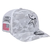 Minnesota Vikings White Digital Camo 2024 NFL Salute to Service New Era 9SEVENTY Trucker Snapback Hat