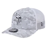 Minnesota Vikings White Digital Camo 2024 NFL Salute to Service New Era 9SEVENTY Trucker Snapback Hat